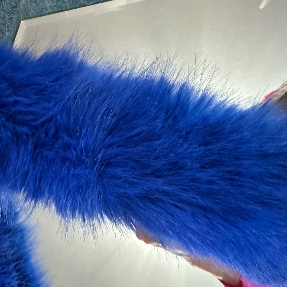 Vibrant Blue Faux Fur Scarf